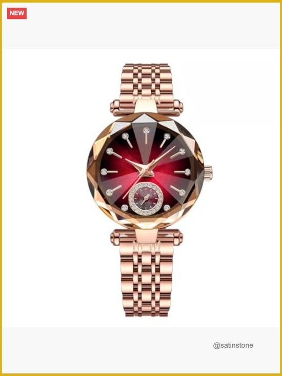 Elegant Diamond Dial Stainless Steel Bracelet Watch Quartz Analog